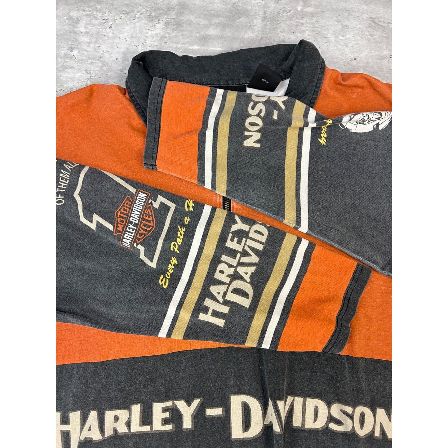 Harley Davidson All Over Print 1/4 Zip Collared Shirt Size XL