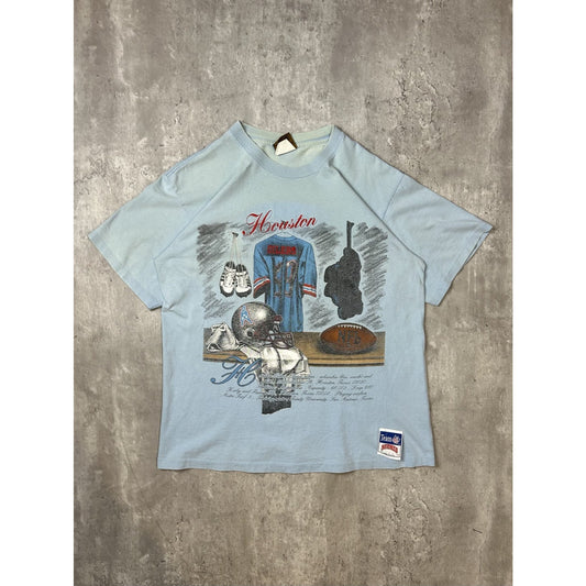 Vintage 90s Houston Oilers NFL Equipment Graphic Football T-Shirt Size Medium