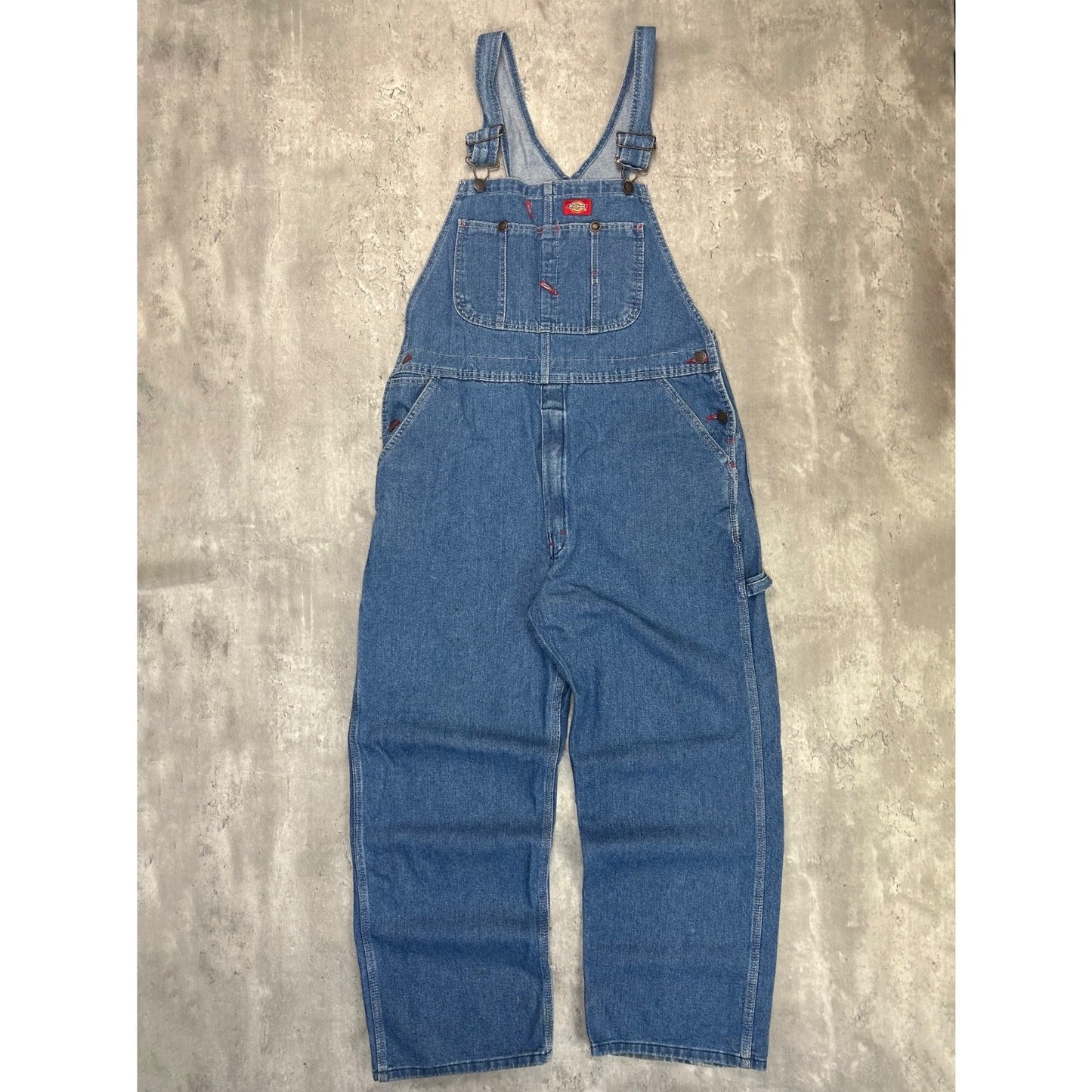 Dickies Medium Wash Denim Workwear Carpenter Overall Pants Size 41 Blue
