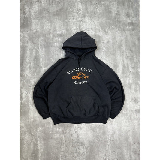 Vintage 90s Orange County Choppers Embroidered Spellout Hooded Sweatshirt Sz XL