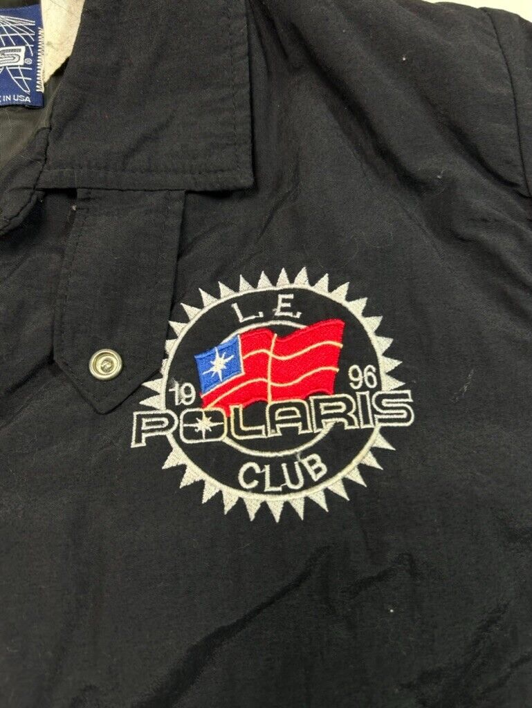 Vintage 90s Polaris Club Embroidered Nylon Bomber Jacket Size Medium