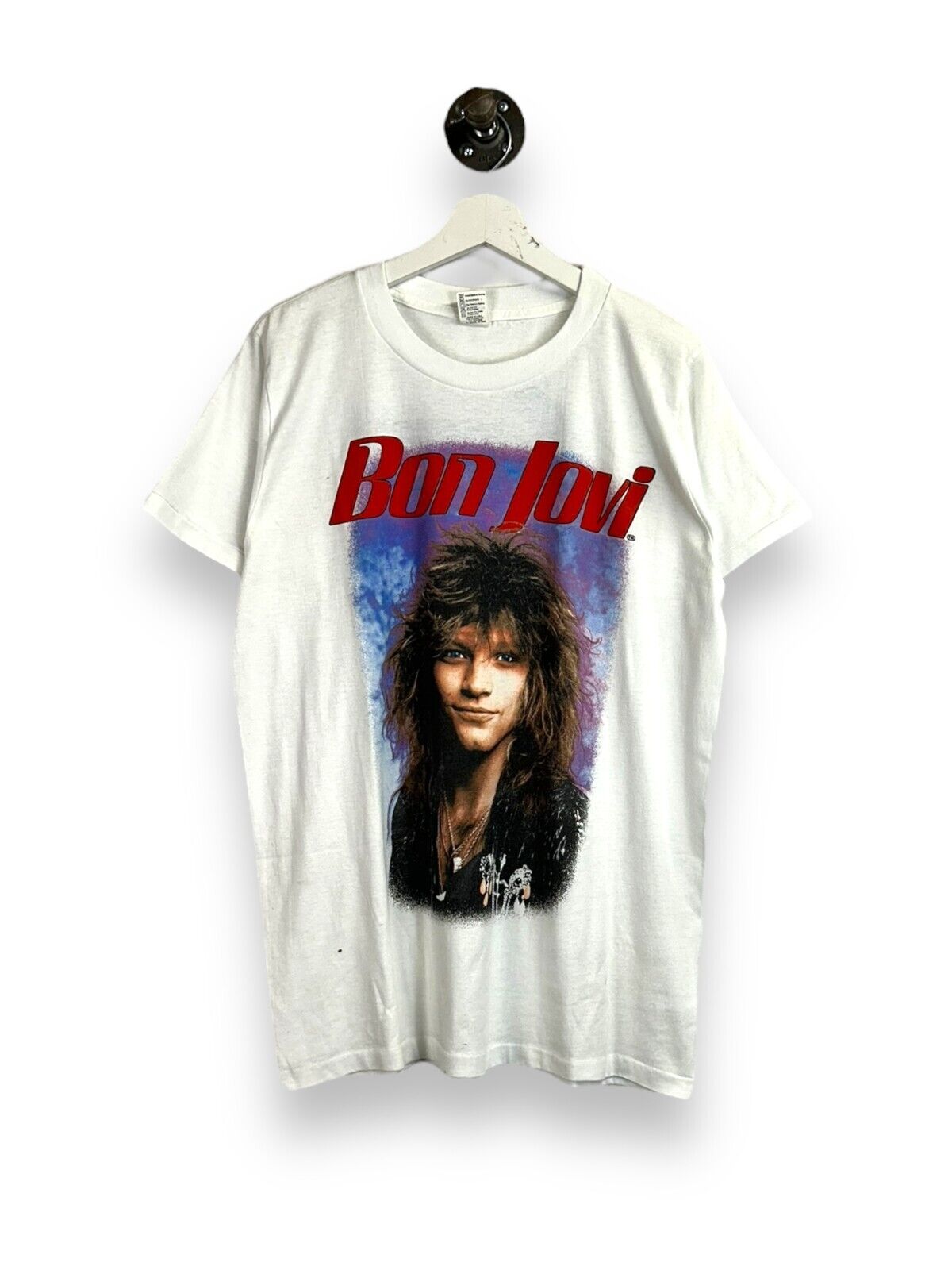 Vintage 80s Bon Jovi Slippery When Wet Rock Music Tour Graphic T-Shirt Size 2XL