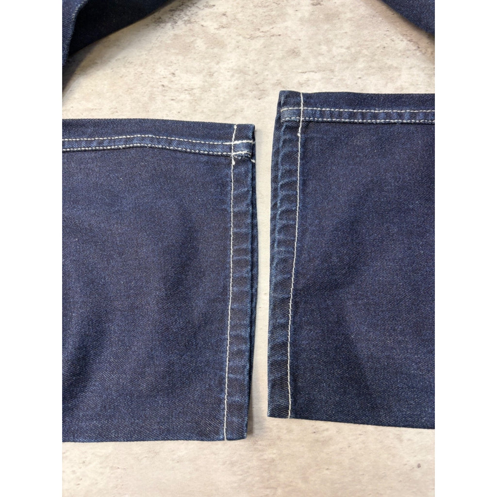 Y2K Womens Johnny Blaze Embroidered Spellout Dark Wash Denim Pants 28x29