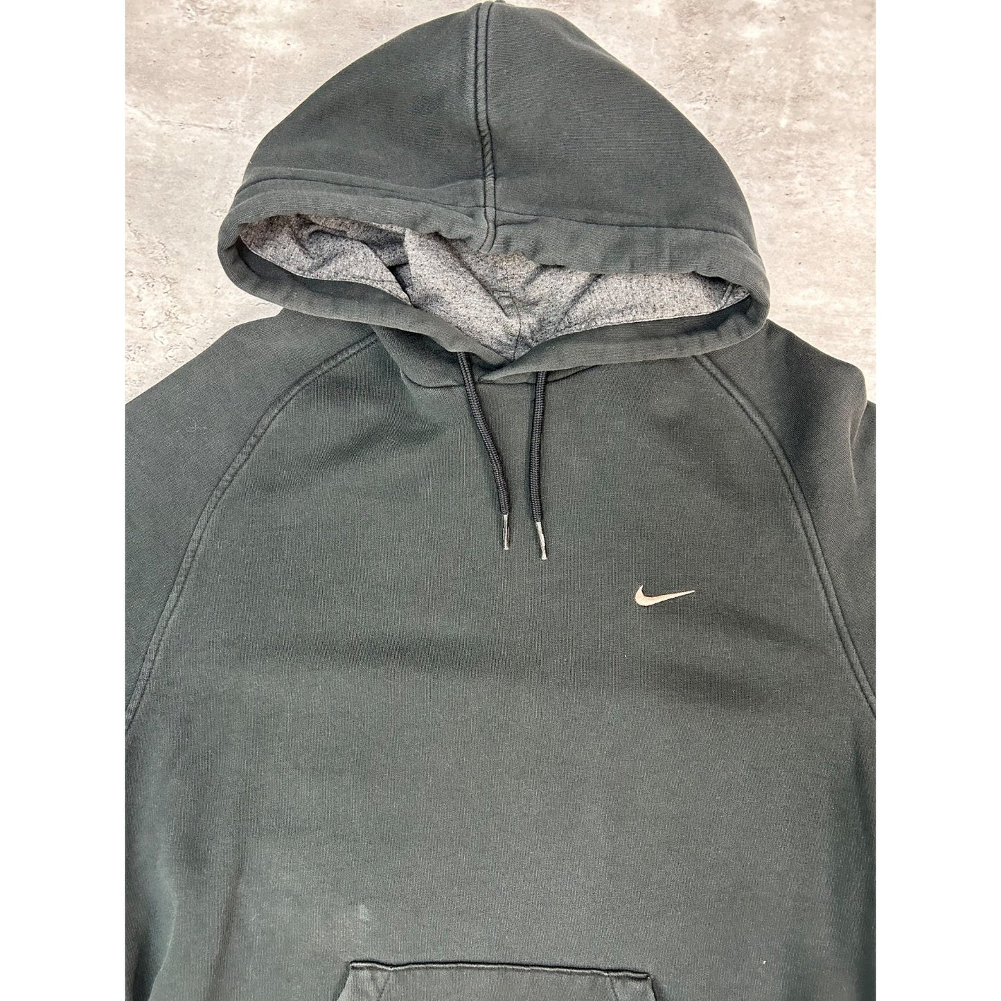 Vintage Nike Embroidered Mini Swoosh Hooded Sweatshirt Size Large Black