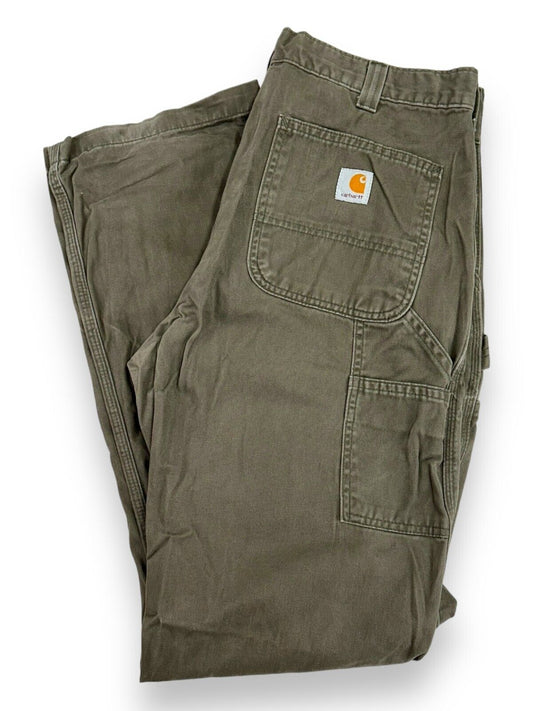 Vintage Carhartt Canvas Workwear Carpenter Pants Size 35 Brown