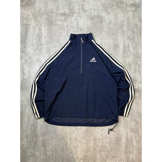 Vintage 90s Adidas Embroidered Logo 1/2 Zip Windbreaker Jacket Size Large