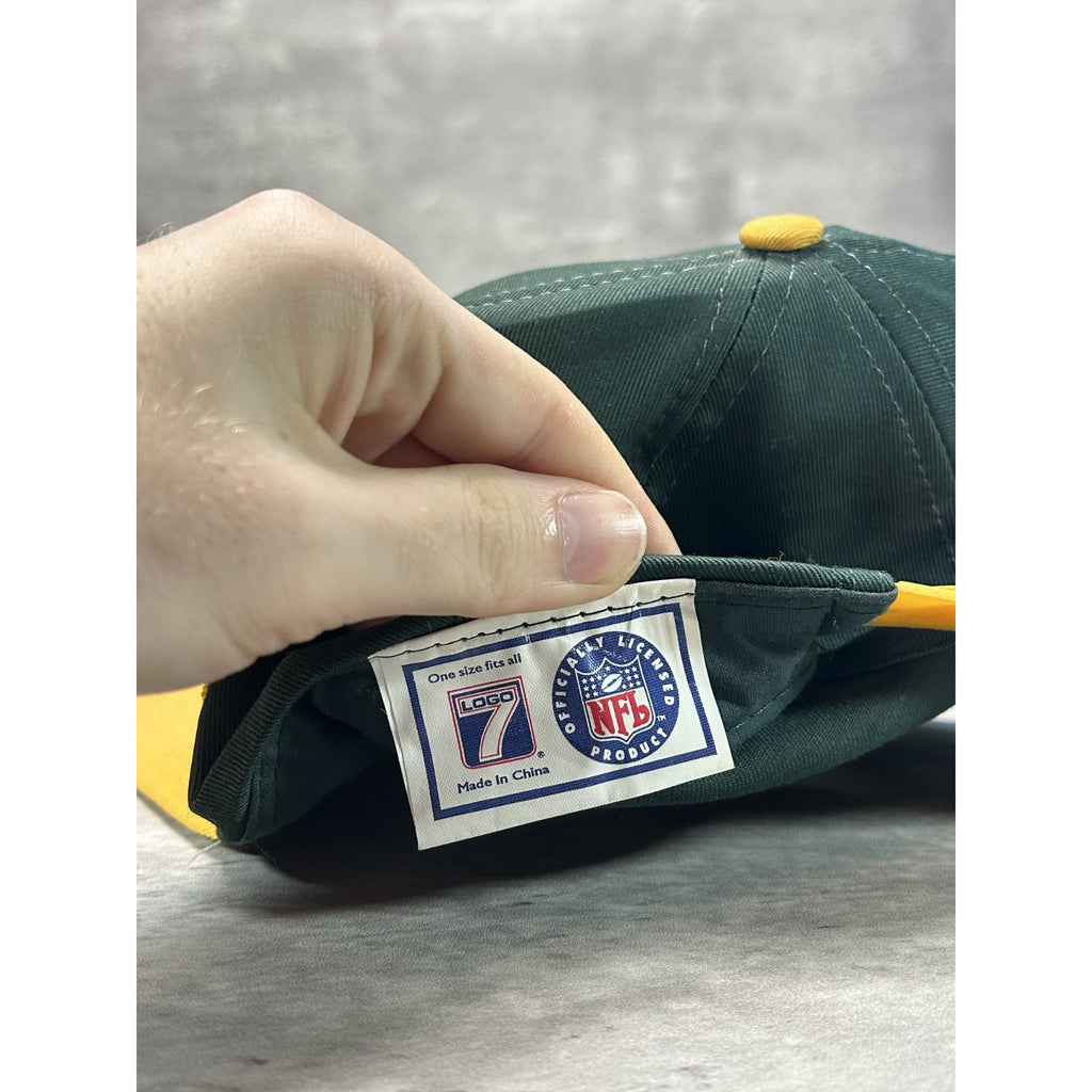 VTG 90s Green Bay Packers NFL Embroidered Spellout Football Snapback Hat OSFA