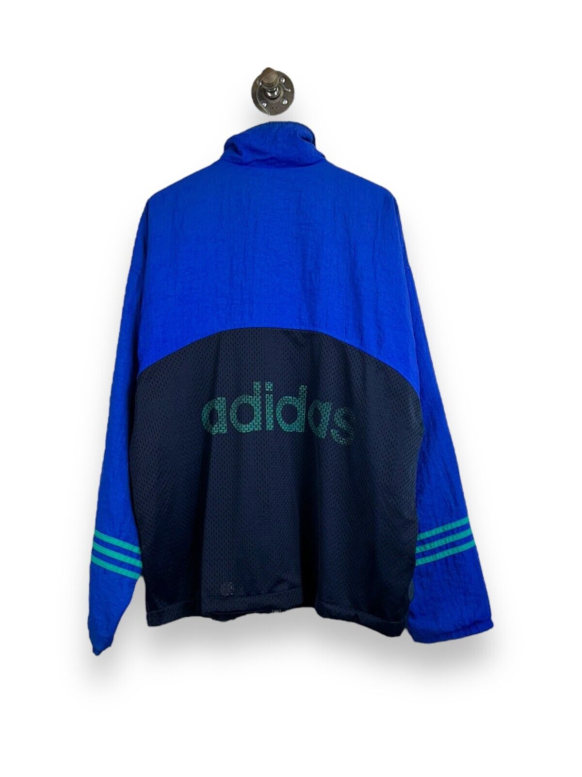 Vintage 90s Adidas Embroidered Trefoil Nylon Windbreaker Jacket Size XL