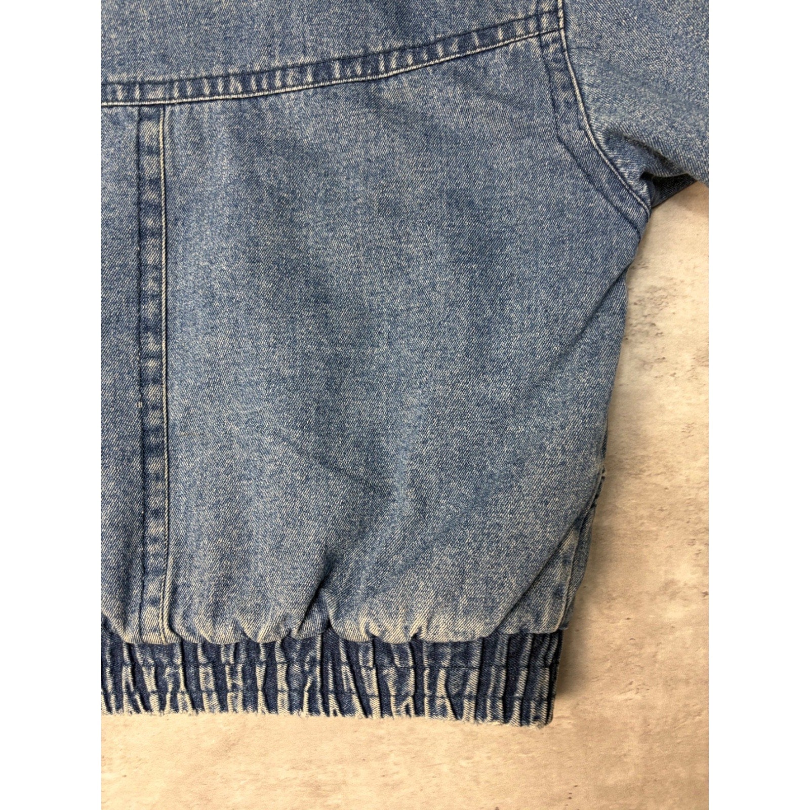 Vintage Todays News Medium Wash Denim Insulated Bomber Jacket Size Medium