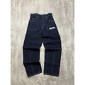 Vintage Y2K Womens Kani Contrast Stitched Spellout Dark Wash Denim Pants