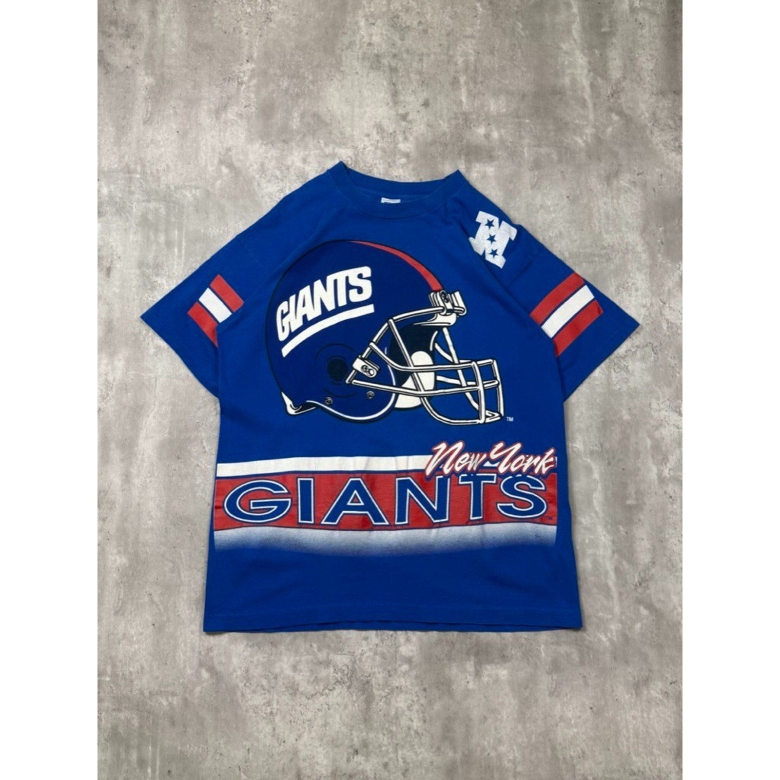 Vintage 90s New York Giants NFL Jersey Graphic AOP T-Shirt Size Large