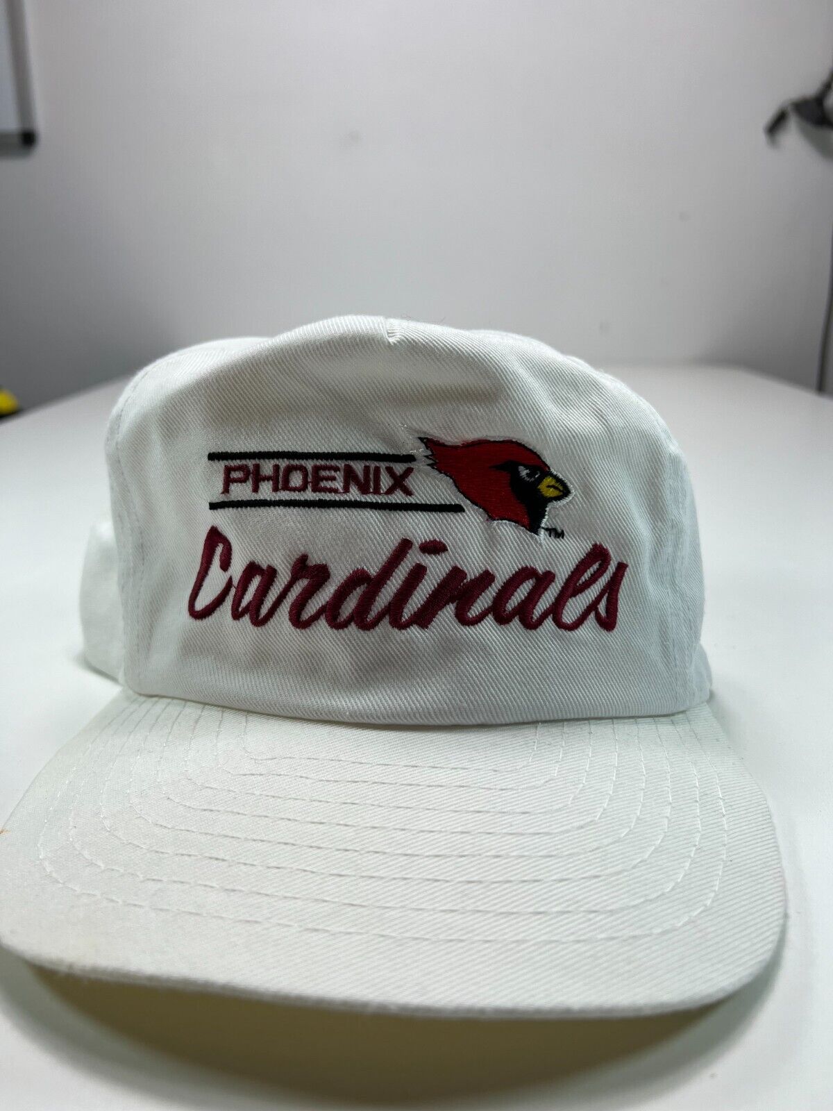 Vintage 90s Pheonix Cardinals NFL Embroidered Script Spellout Snapback Hat OSFA