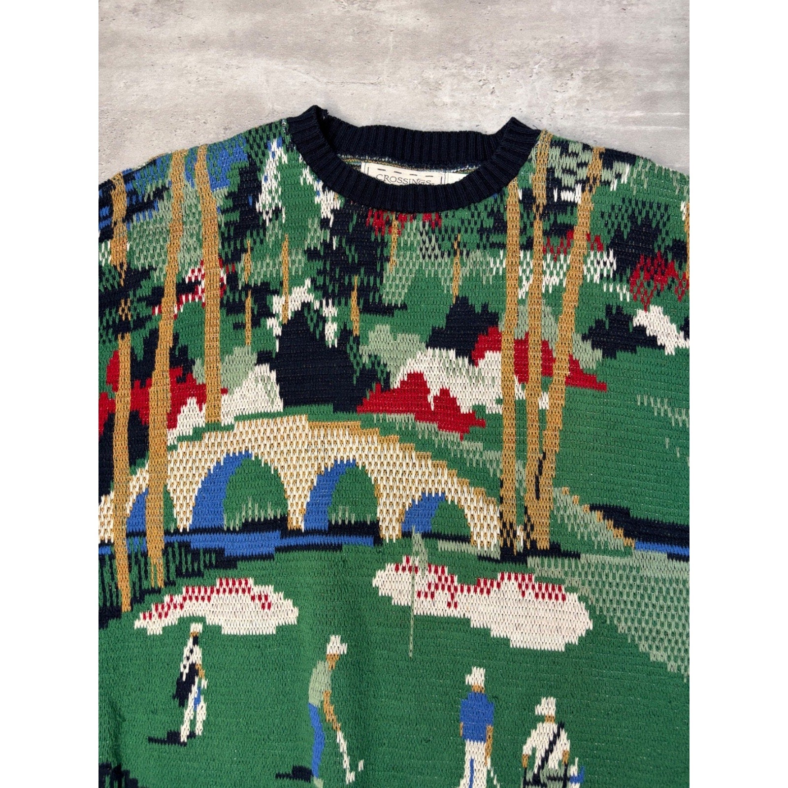 Vintage 90s Crossings Golf All Over Print Knit Sweater Size Large