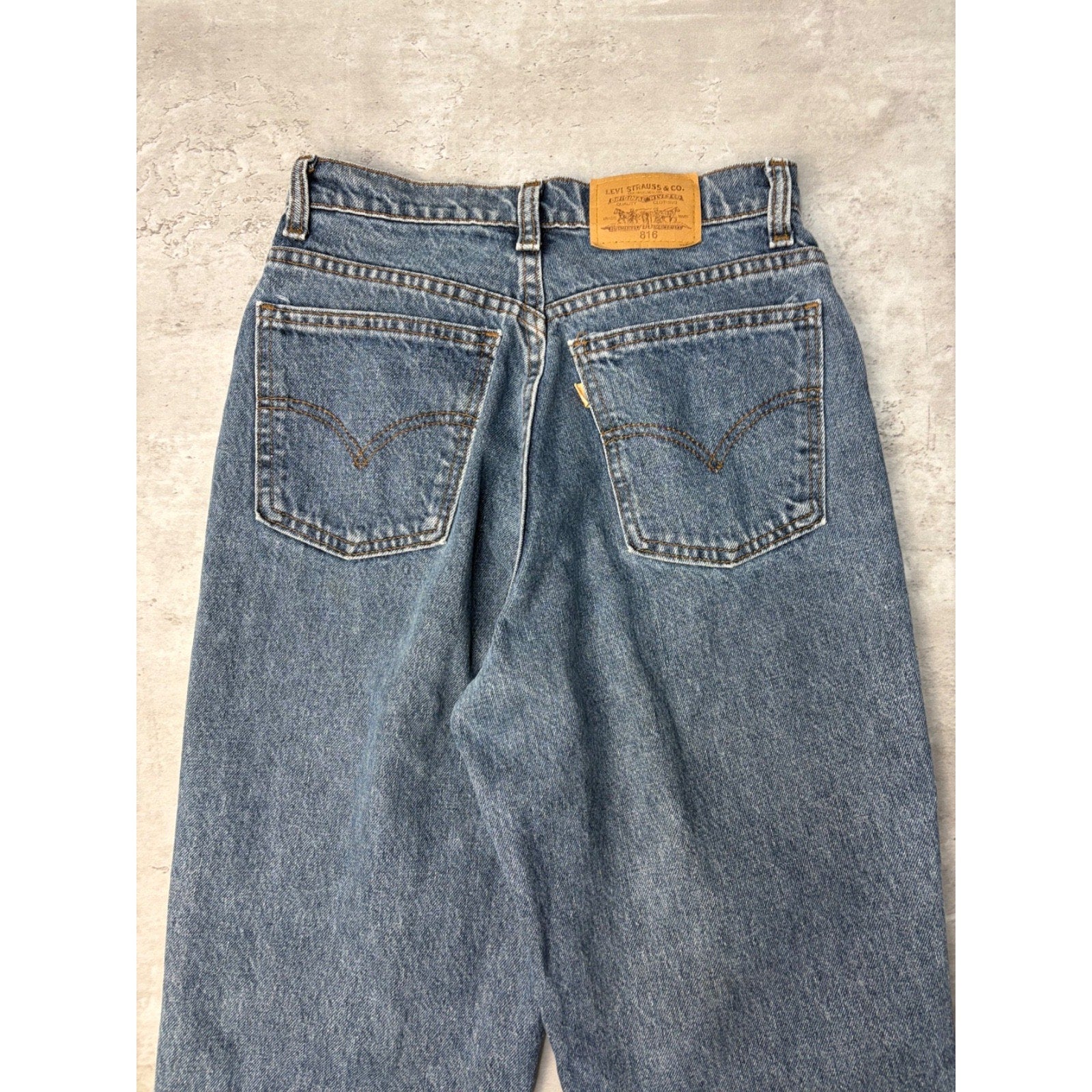 Vintage 90s Levis 816 White Tab Dark Wash Faded Denim Pants Size 27