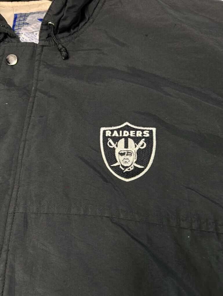 Vintage 80s Los Angeles Raiders NFL Spellout Insulated Starter Jacket Sz Medium