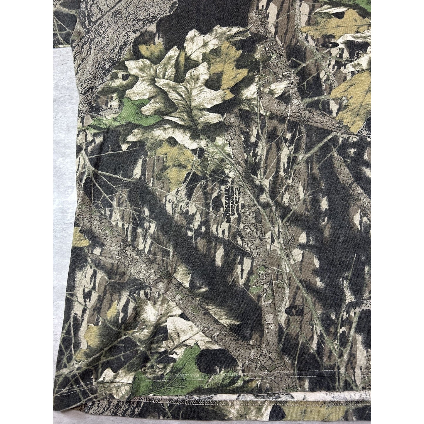 Vintage Jerzees Outdoors Mossy Oak Tree Camo 1/4 Button Hunting T-Shirt Sz 2XL