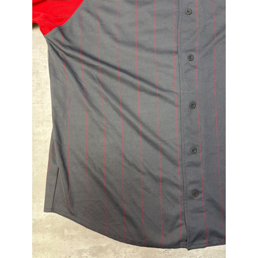 Vintage Y2K Fubu Stitched Logo Pinstripe Baseball Jersey Size 2XL