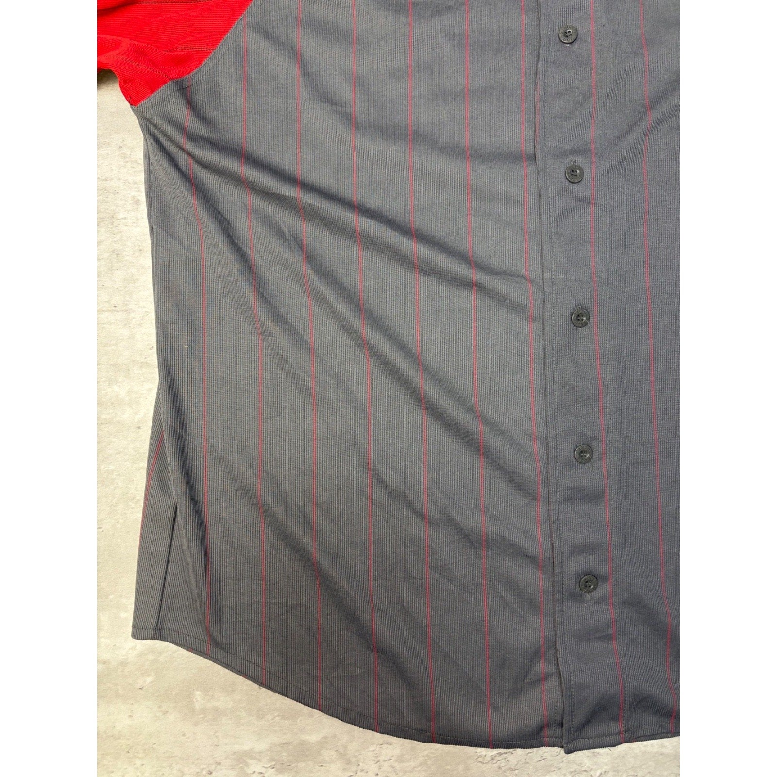 Vintage Y2K Fubu Stitched Logo Pinstripe Baseball Jersey Size 2XL