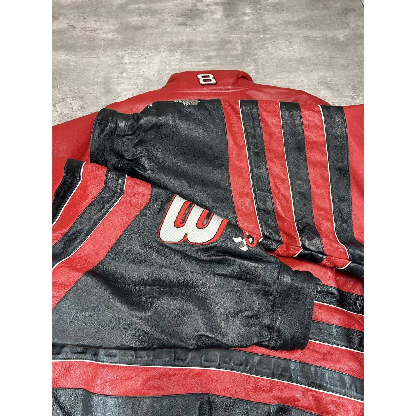 Vintage 90s Jeff Hamilton Budweiser King Of Beers Nascar Leather Race Jacket XL