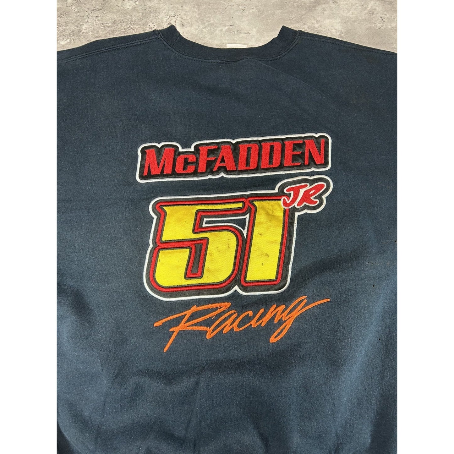 Vintage 90s McFadden Jr. #51 Racing Embroidered Graphic Sweatshirt Size 2XL