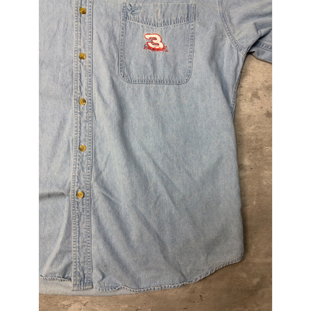 Vintage Dale Earnhardt #3 Nascar Embroidered Denim Button Up Shirt Size XL