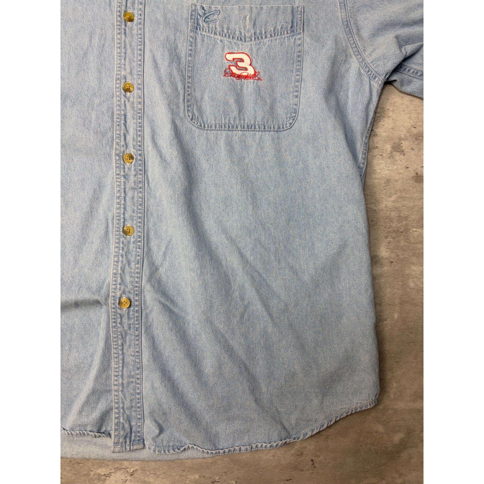 Vintage Dale Earnhardt #3 Nascar Embroidered Denim Button Up Shirt Size XL