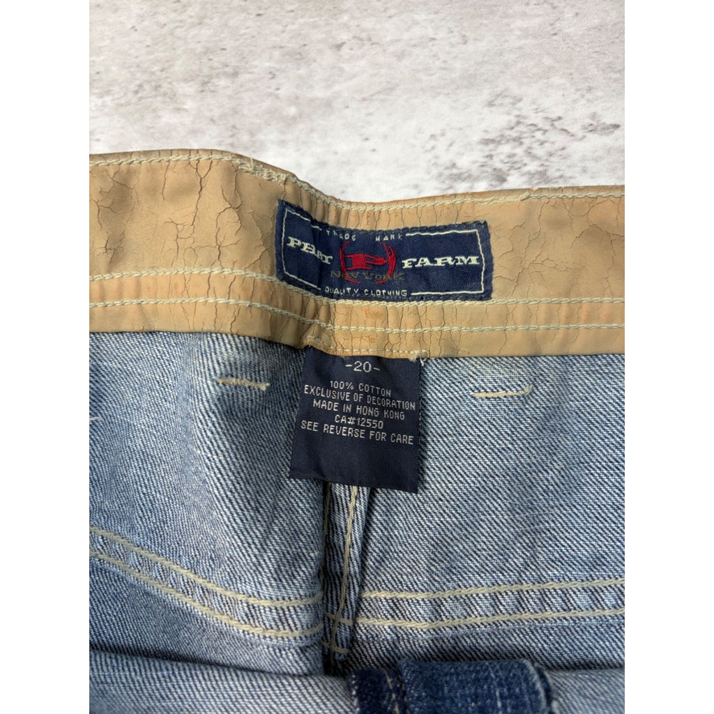 Vintage Y2K Womens Phat Farm Embroidered Medium Wash Denim Pants Size 30x32