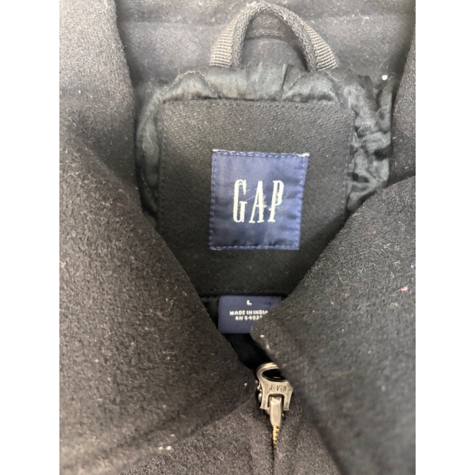 Vintage Gap Heavyweight Full Zip Black Collared Jacket Size Large