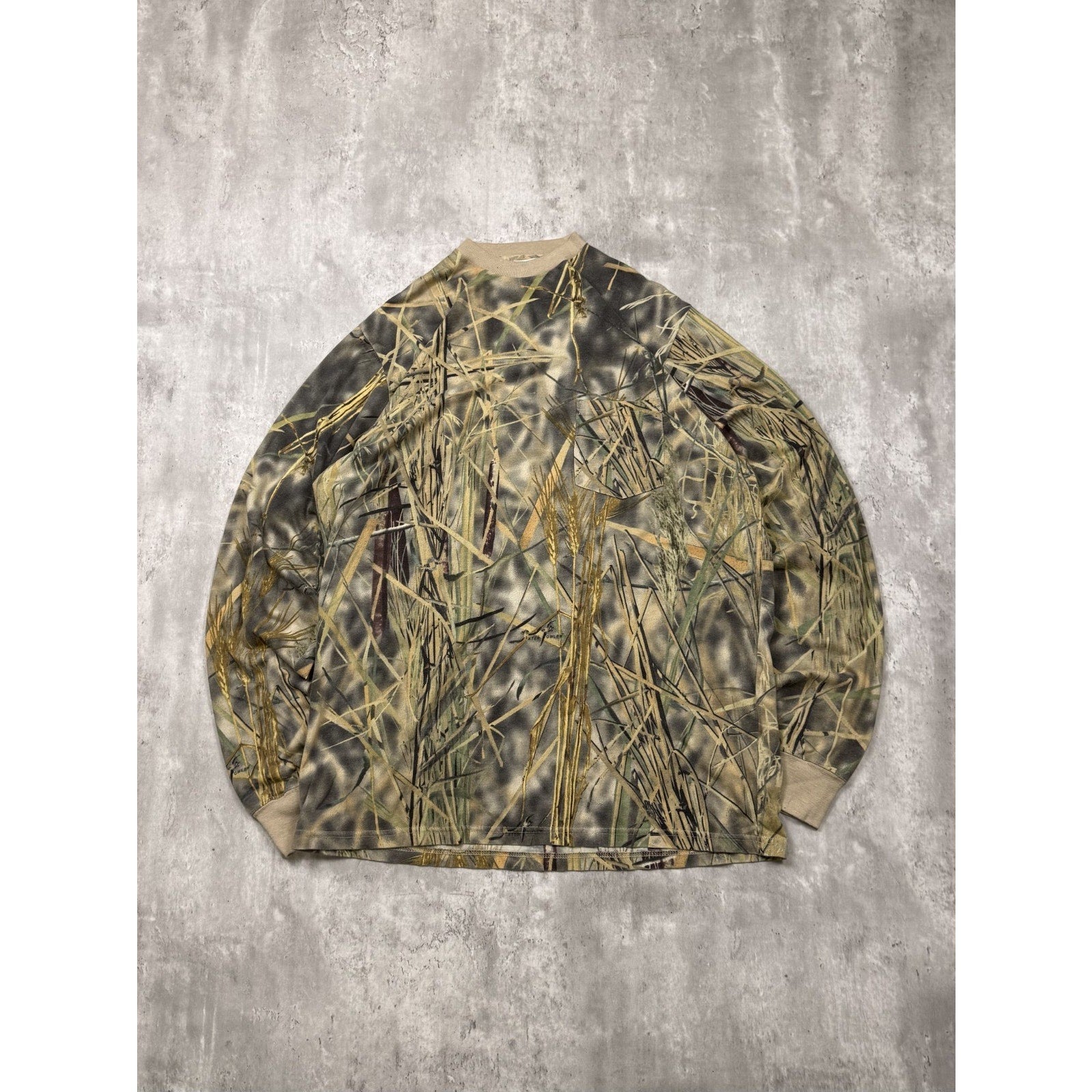 Vintage 90s Water Fowler Marsh Camo Hunting Long Sleeve T-Shirt Size XL