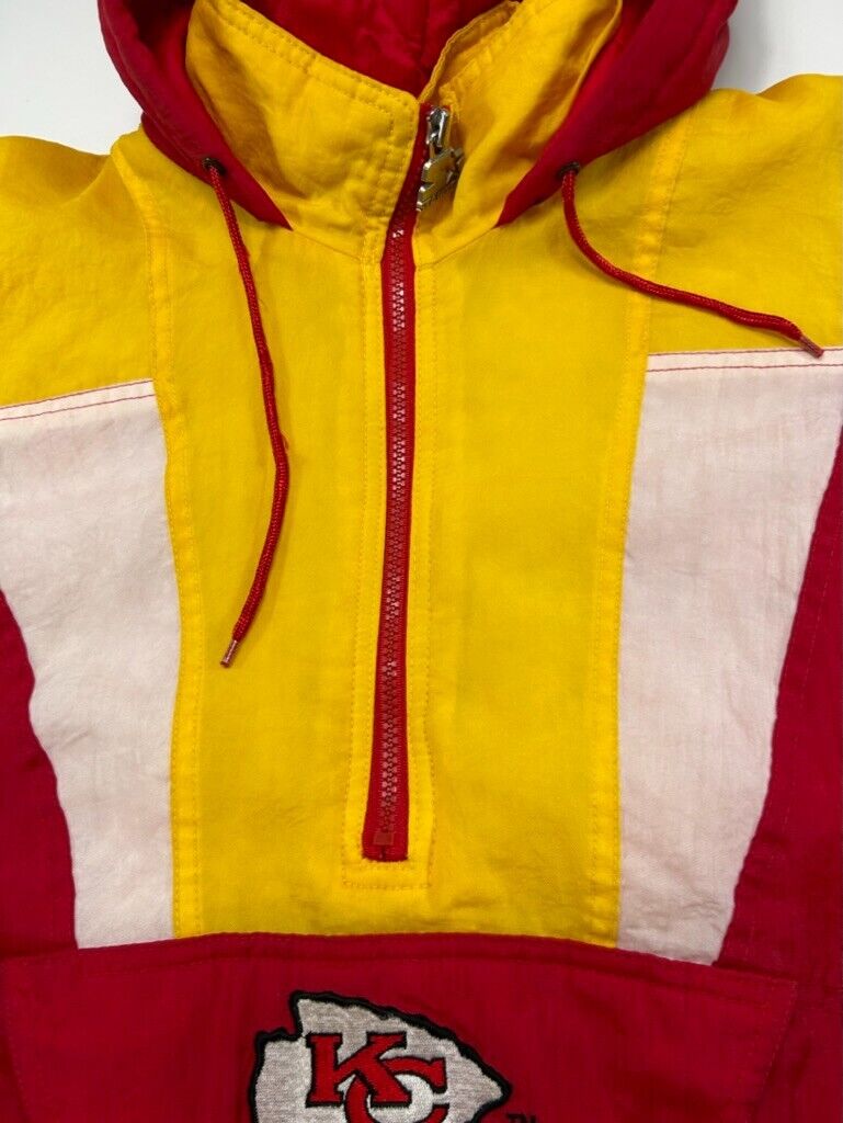 Vintage 90s Kansas City Chiefs NFL Starter 1/2 Zip Insulated Jacket Size Medium