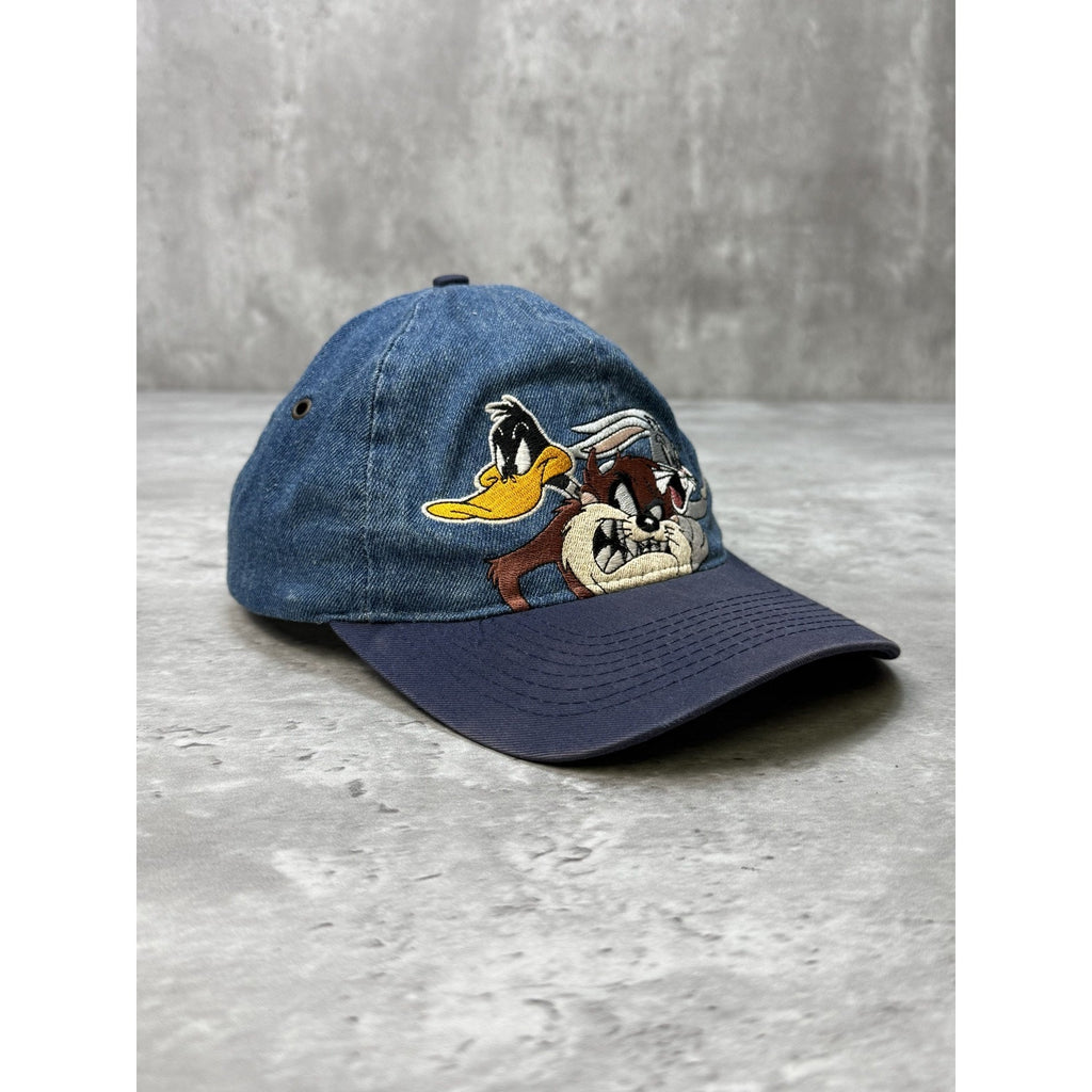 Vintage 1997 Looney Tunes Embroidered Character Denim Snapback Hat OSFA