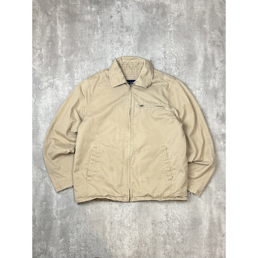 Vintage Gap Multi Pocket Full Zip Harrington Jacket Size Medium Beige