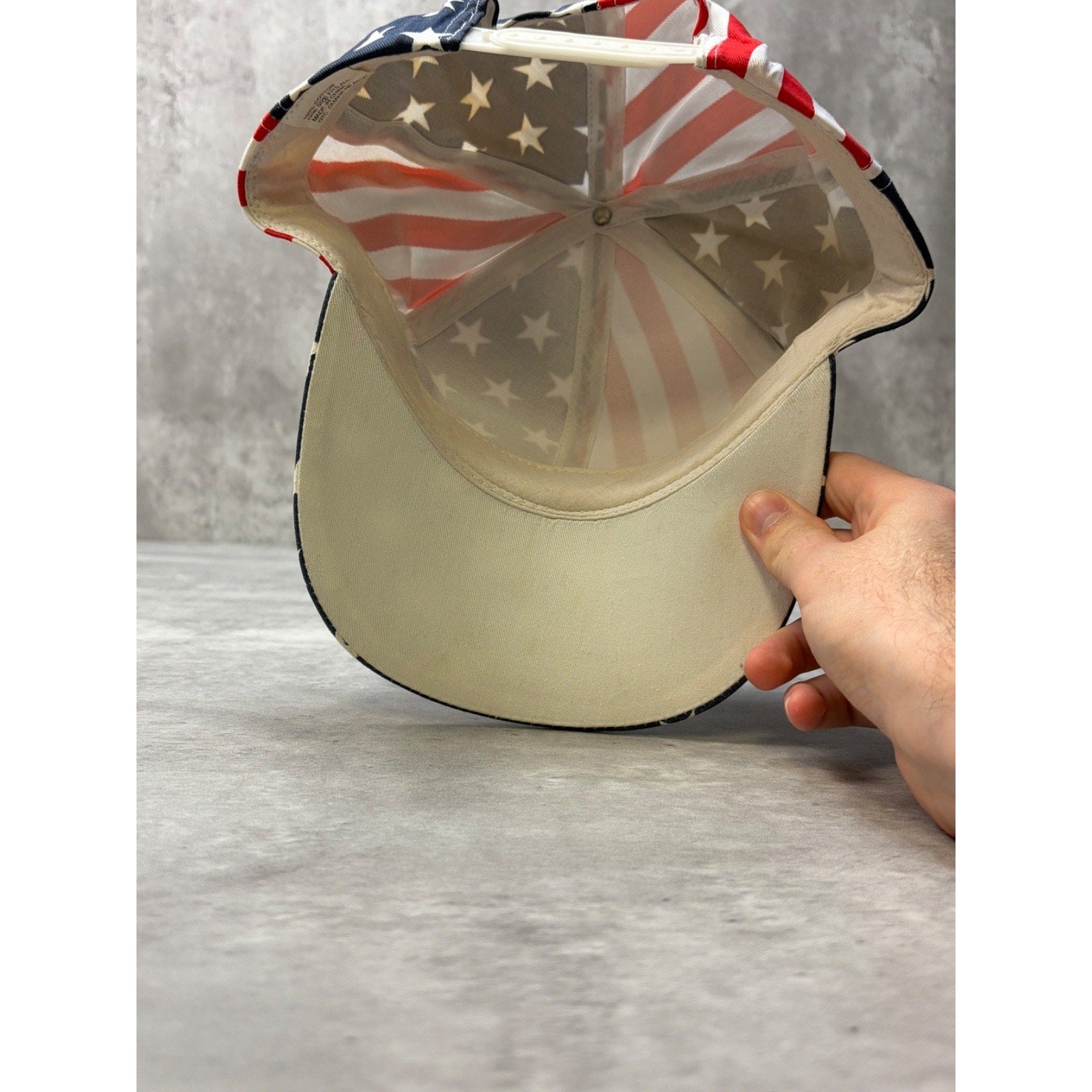 Vintage 90s American Flag All Over Print Graphic Snapback Hat OSFA