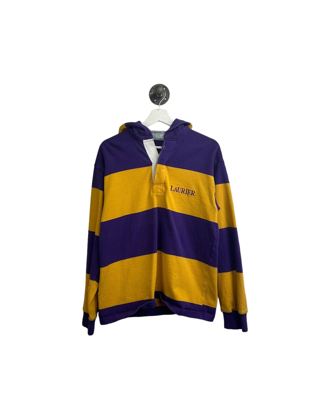 Vintage 90s Laurier University Collegiate Rugby Hooded Sweatshirt Size Small