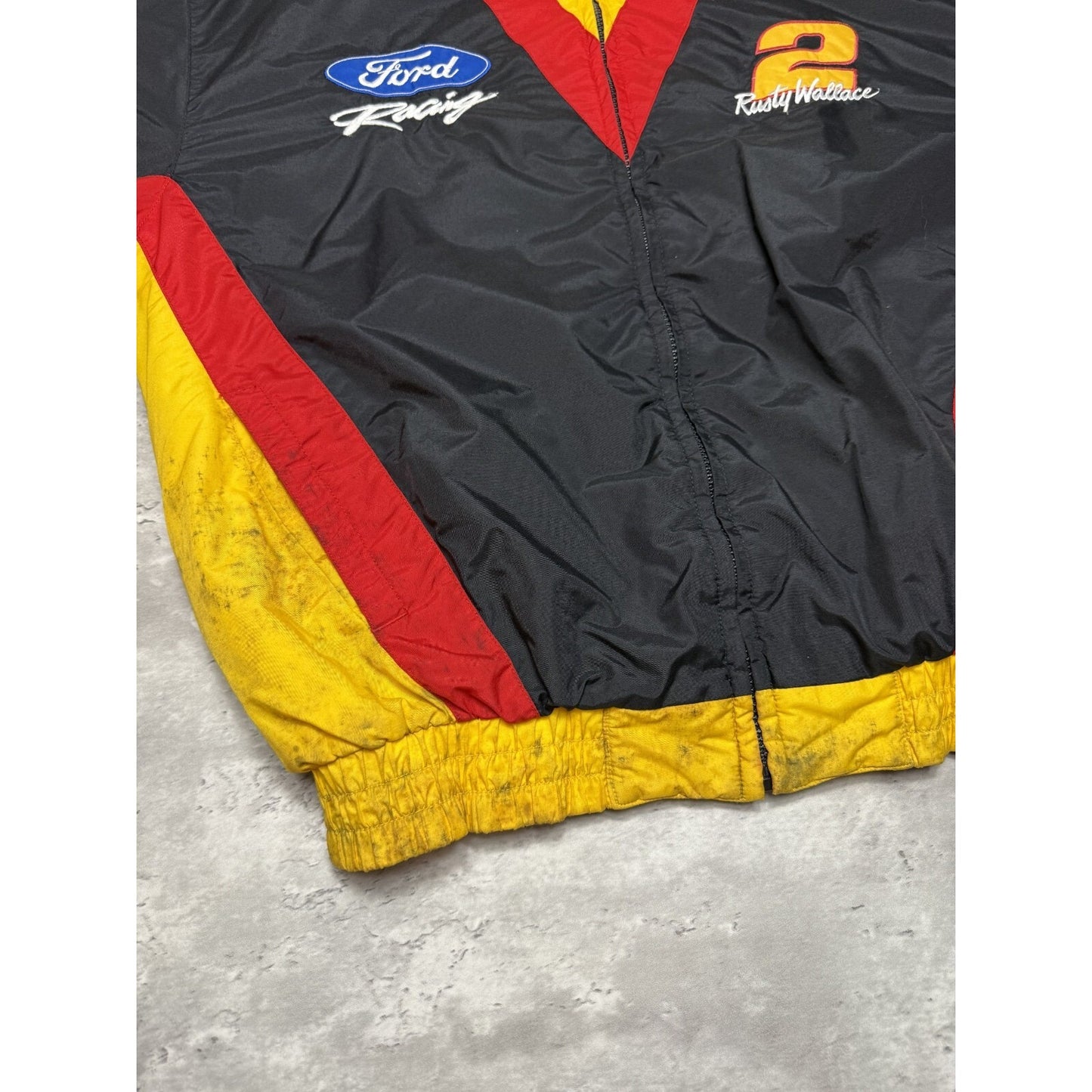 Vintage 90s Rusty Wallace #2 Nascar Embroidered Miller Racing Jacket Size Medium