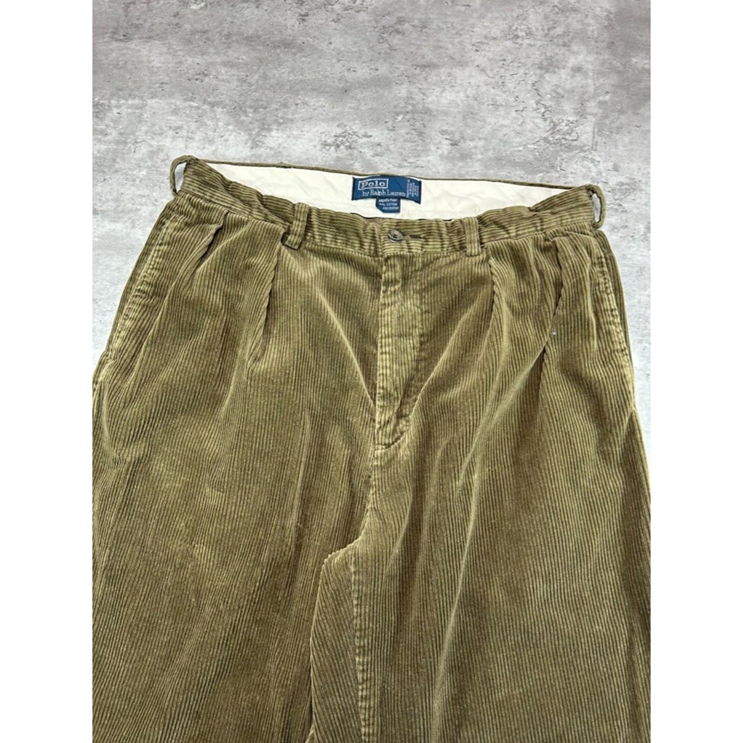 Vintage 90s Polo Ralph Lauren Corduroy Trouser Pants Size 33 Green