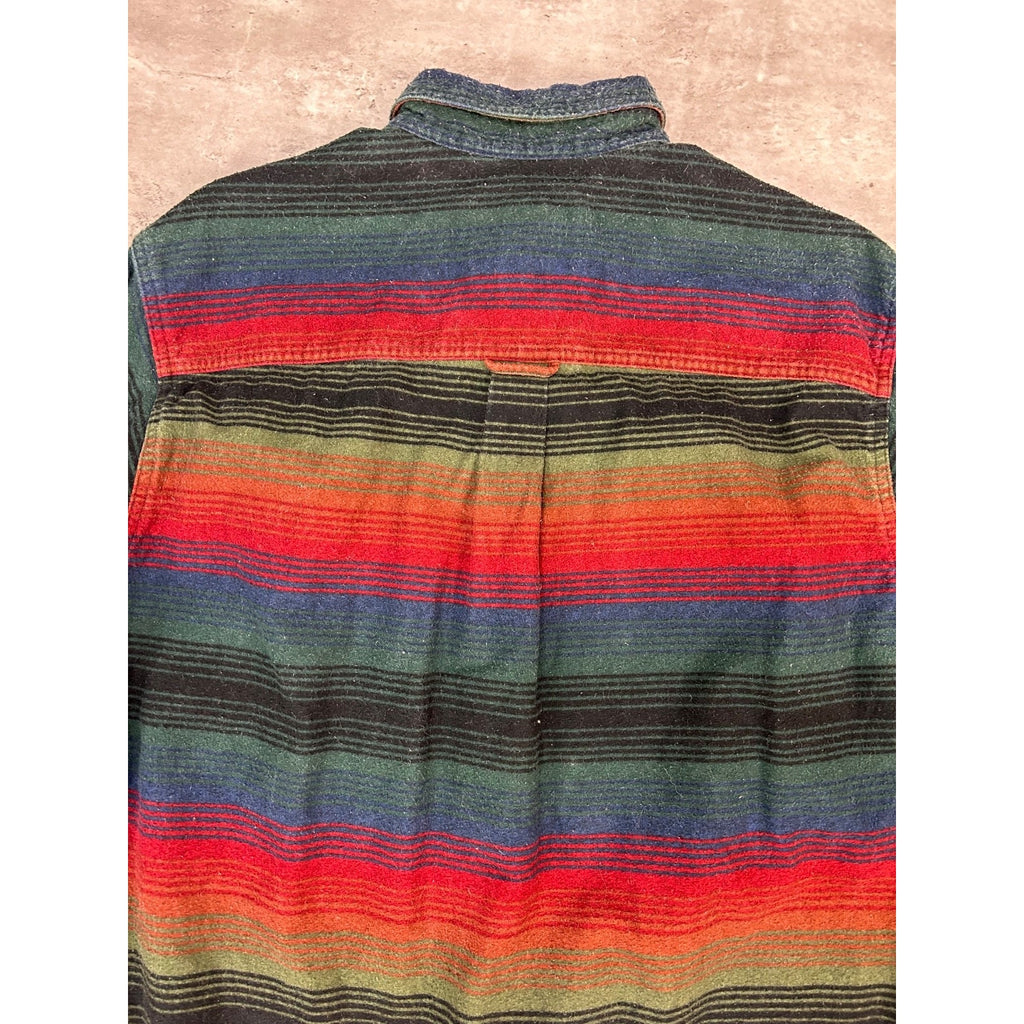 Vintage Woolrich Striped Flannel Long Sleeve Button Up Shirt Size Large