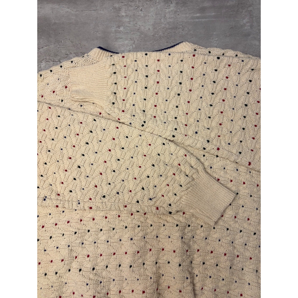 Vintage J.G. Hook Polka Dot Textured Knit Sweater Size Large