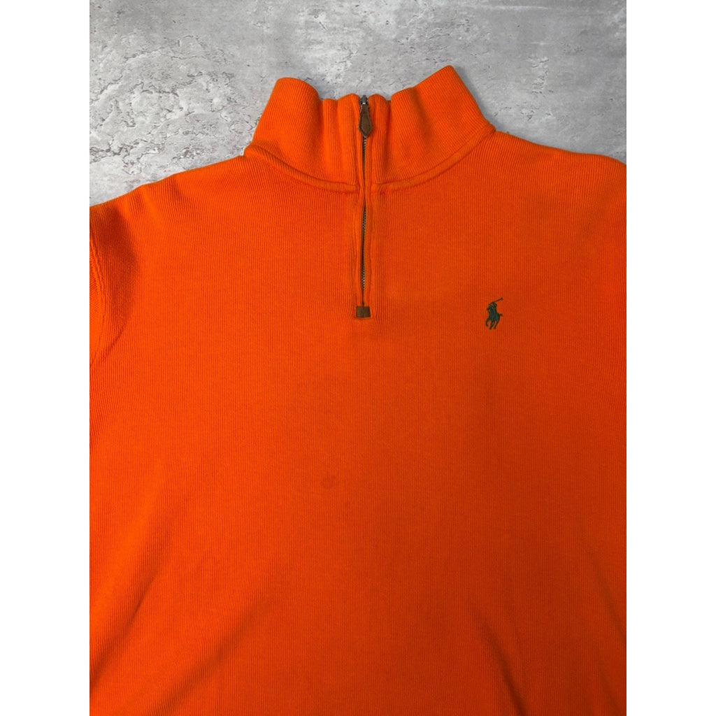 Vintage Polo Ralph Lauren Embroidered Pony 1/4 Zip Mockneck Sweatshirt Sz Large