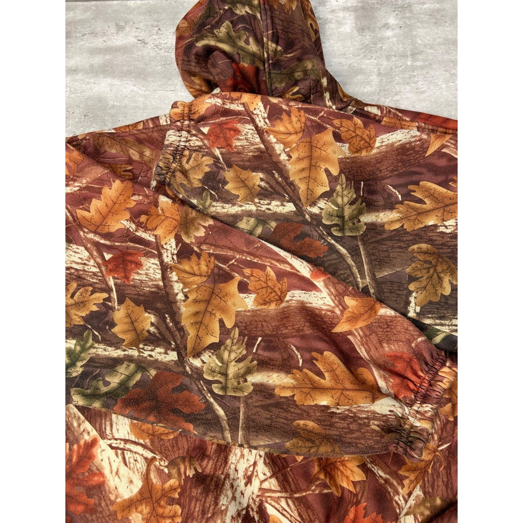Vintage 90s Fall Tree Camo Full Zip Hooded Hunting Jacket Size XL