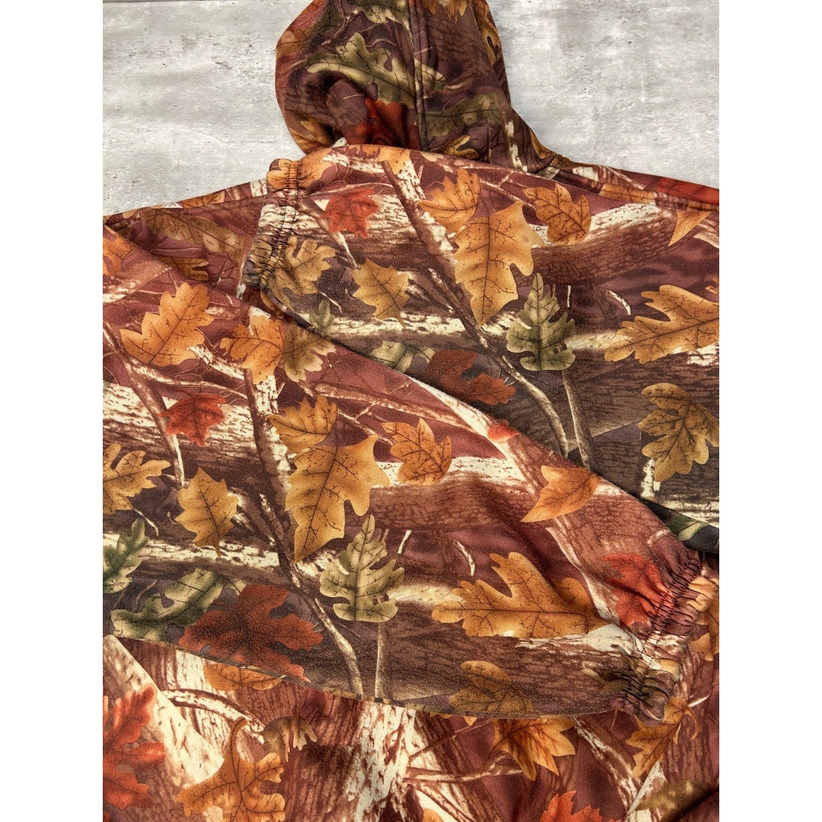Vintage 90s Fall Tree Camo Full Zip Hooded Hunting Jacket Size XL