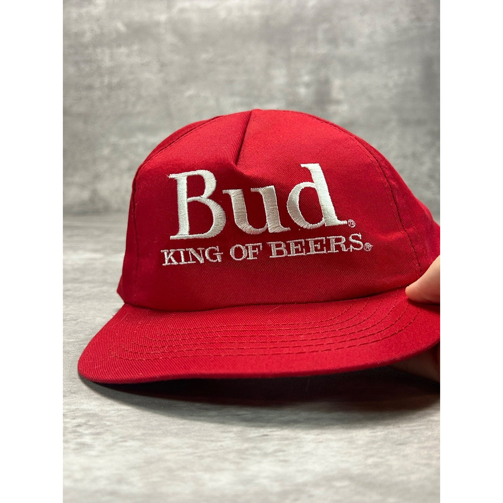 Vintage 80s Budweiser King Of Beers Embroidered Trucker Snapback Hat OSFA