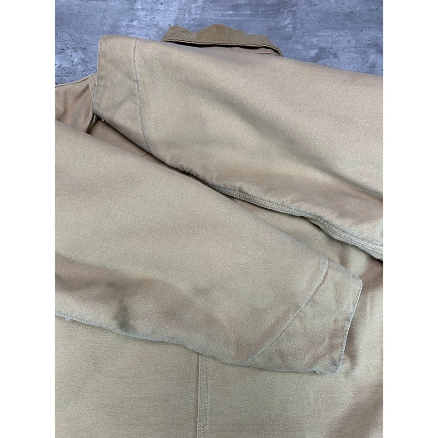 Vintage Carhartt Blanket Lined Canvas Workwear Chore Jacket Size XL Beige