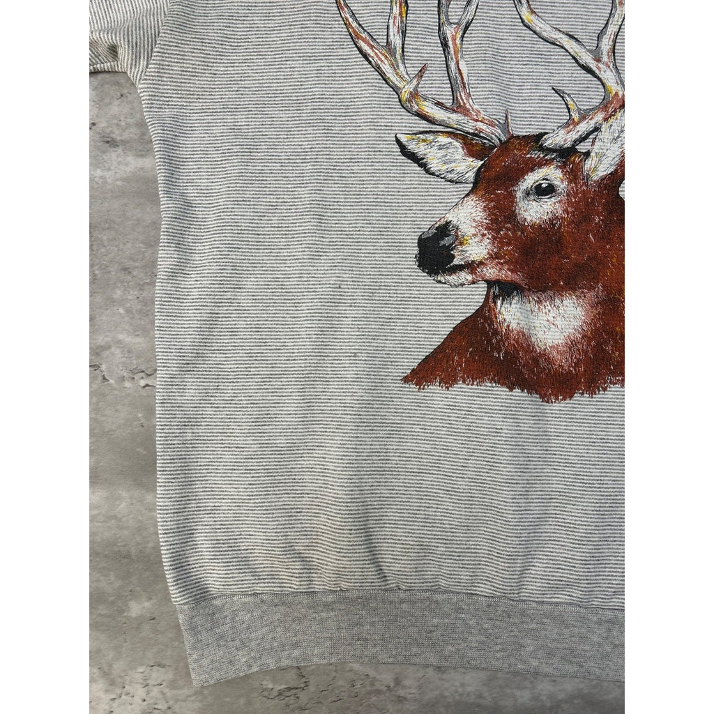 Vintage 90s White Tail Deer Nature Animal Graphic Sweatshirt Size Large