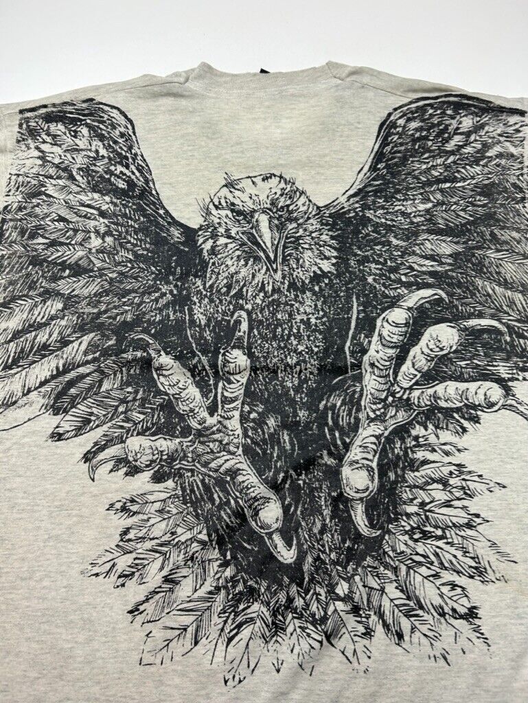 Vintage 80s/90s Bald Eagle Big Graphic Animal T-Shirt Size XL Gray