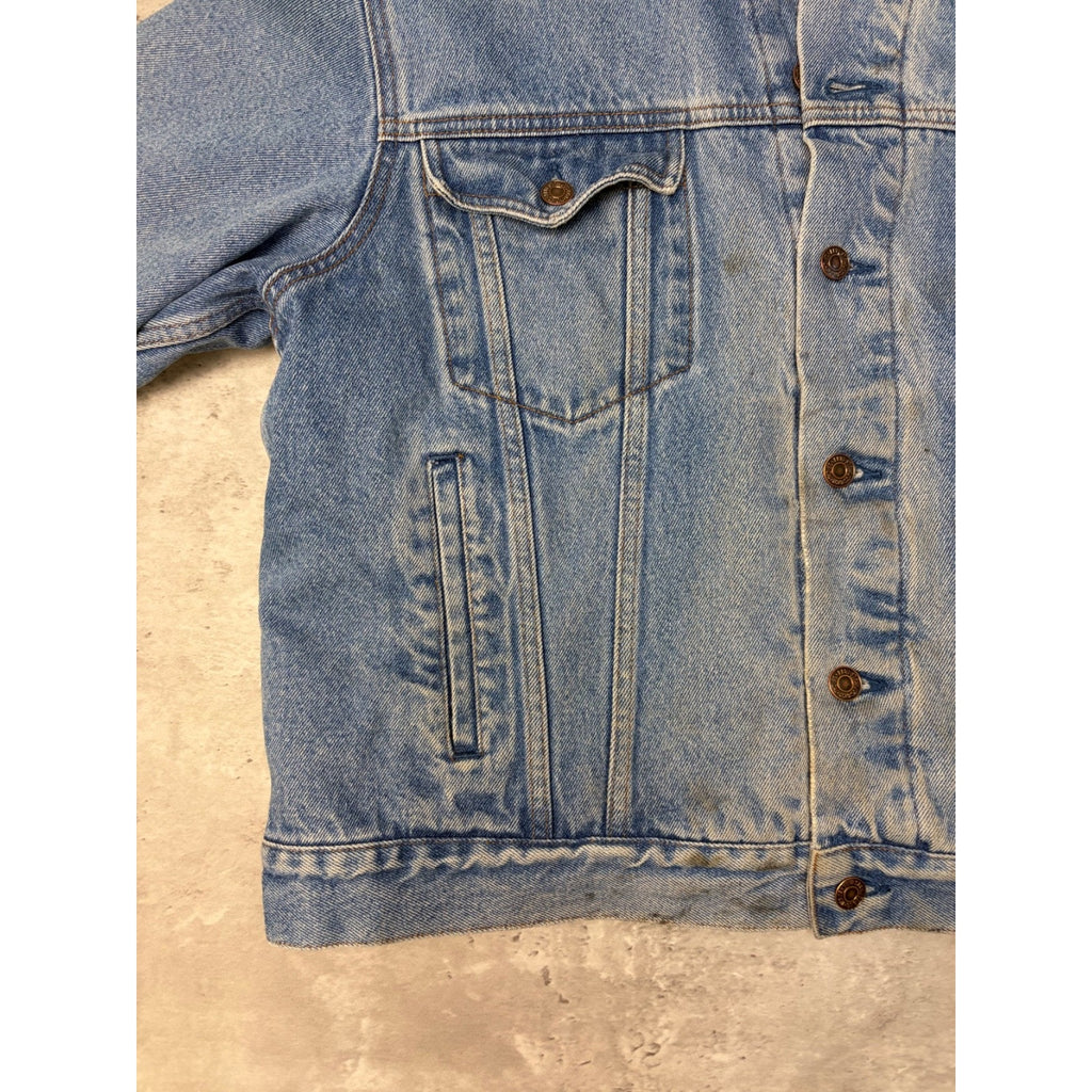 VTG 80s Levis Orange Tab Quilted Lined Medium Wash Denim Trucker Jacket Sz Large