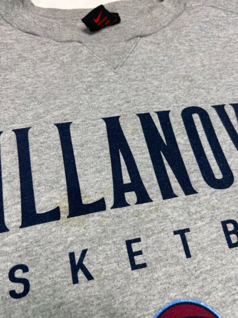 Vintage Villanova Basketball NCAA Nike Collegiate Sweatshirt Size Large Gray