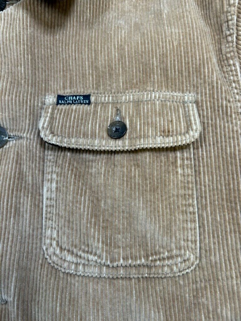 Vintage Chaps Ralph Lauren Corduroy Plaid Lined Button Down Jacket Size Large