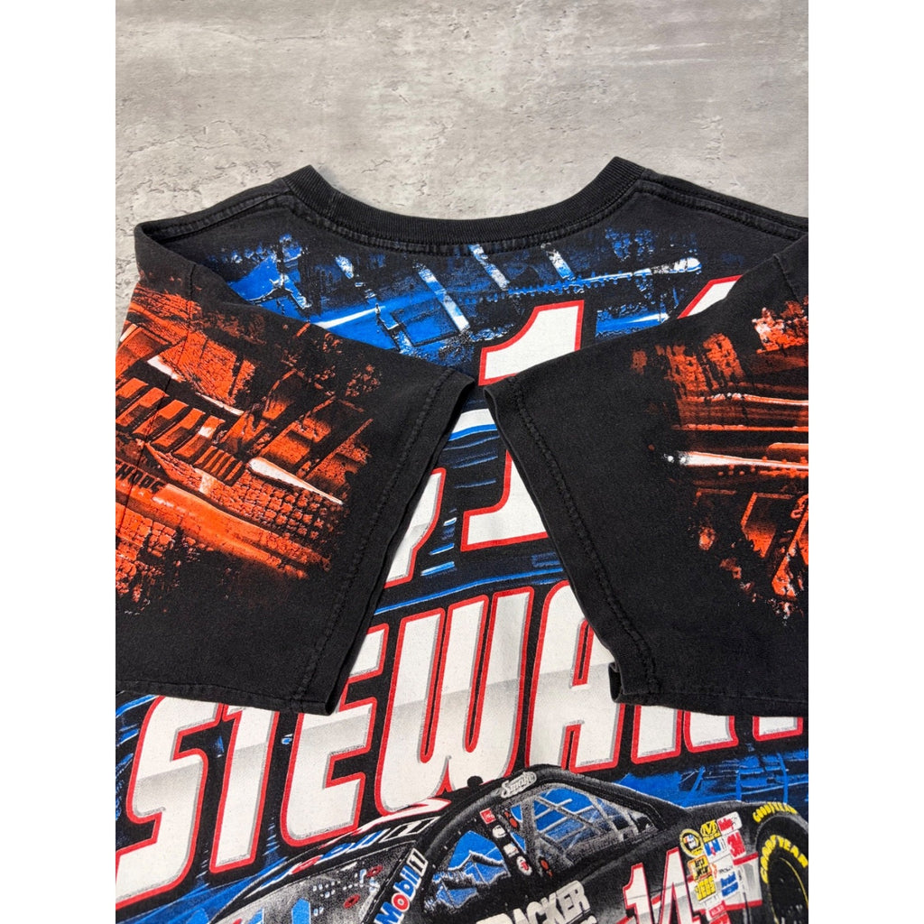 Vintage Tony Stewart #14 Nascar All Over Print Racing T-Shirt Size Large