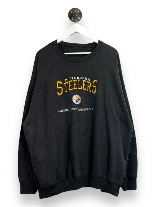 Vintage Pittsburgh Steelers NFL Embroidered Spellout Logo Sweatshirt Size 2XL